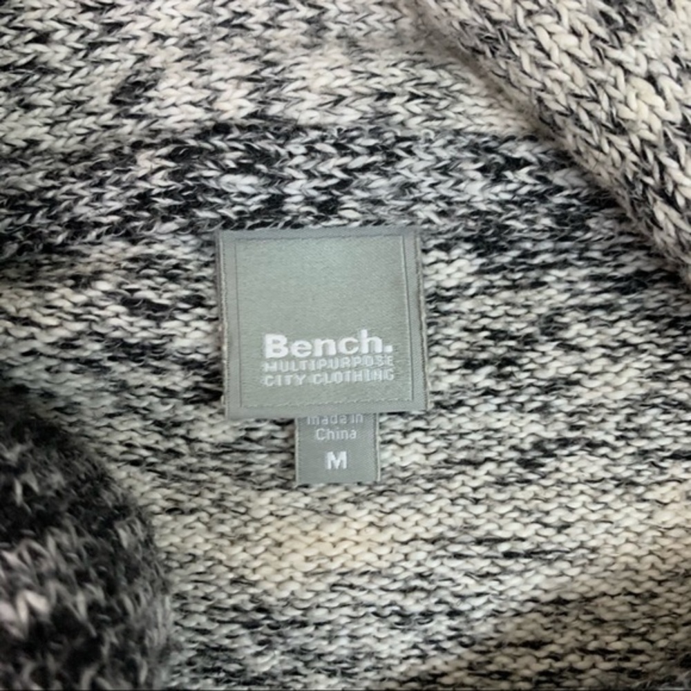 Bench Cowl Neck Pullover Knit Sweater Women’s Black Grey White Stripe Medium - Picture 7 of 9